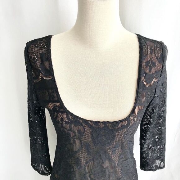 H&M Black Label Fitted Long Sleeve Lace Dress S - Picture 2 of 11